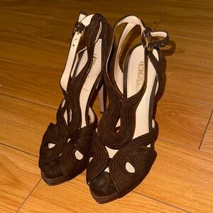 Prada Dark Brown Heeled Sandals